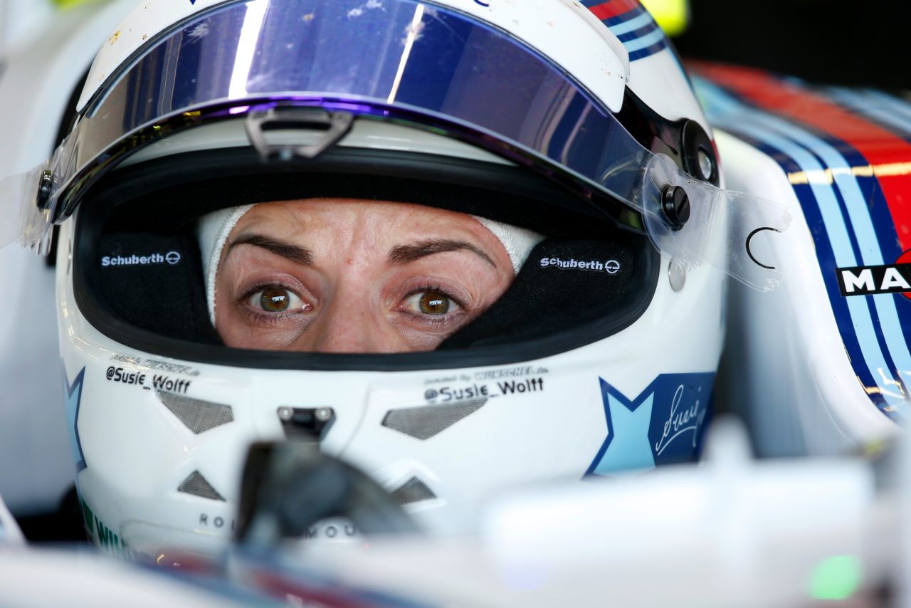 Susie Wolff is the first female to take part in an F1 race weekend. The 32-year-old Wolff completed her fourth and final scheduled track outing for Williams in 2015 on Friday's opening practice. 