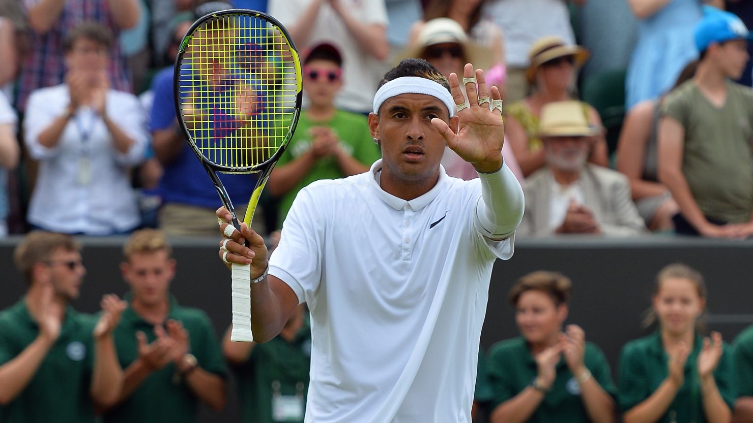 Nick Kyrgios reached the fourth round at Wimbledon after beating Canada's Milos Raonic. 