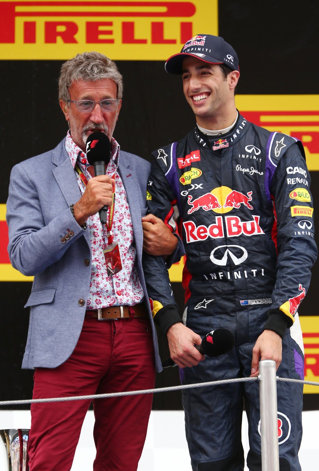 "Tents became caravans and caravans became motor homes and this little area is for the drivers," continued Jordan, seen here pictured with Red Bull driver Daniel Ricciardo. "A lot of the drivers are staying here. It just takes the stress out of it altogether."