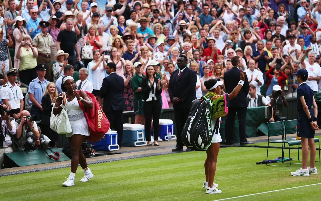 But Watson competed well in front of her home crowd. The fans -- and Williams -- applauded her as she left tennis' most famous court.