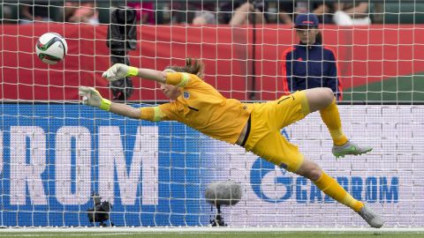England goalkeeper Karen Bardsley makes a save against Germany during second-half action on Saturday, July 4.