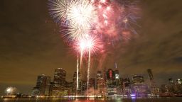 Fireworks illuminate the sky over the East River during the 39th annual Macy's 4th of July fireworks in New York City.