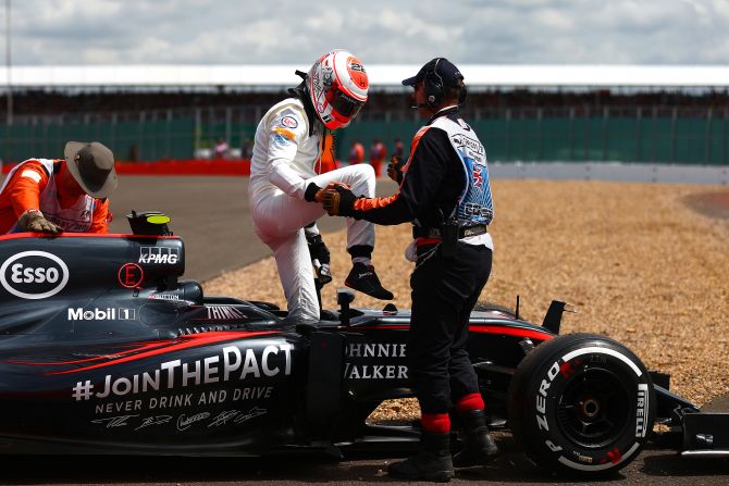 It was another miserable afternoon for McLaren's Jenson Button but his teammate Fernando Alonso did gain a point in 10th spot.