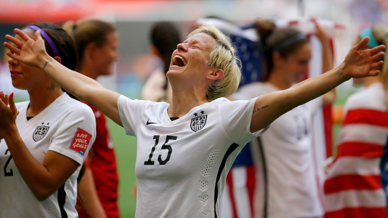 Megan Rapinoe of the United States celebrates the decisive win against Japan.