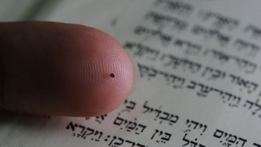 The world's smallest Bible is a tiny disk with 1.2 million characters engraved on it.