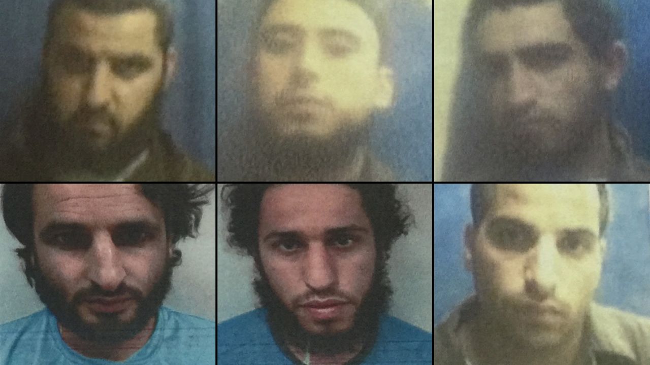 Hamza Abu Ali Abu Alkyan, top, from left, Khader Hassan Abu Alkyan, Sharif Shahada Abu Alkyan; bottom, Akram Al'ab Ahmed Abu Alkyan, Muhammad Al'ab Ahmad Abu Alkyan, Bashir Jabran Salim Abu Alkyan.
