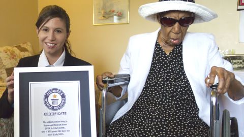 Susannah Mushatt Jones <a href="http://www.cnn.com/2016/05/13/living/worlds-oldest-person-dies/">lived to 116.</a> Born in Lowndes County, Alabama, she moved to New York to work as a live-in child care provider. Earning only $50 a week, she put three nieces through college. She attributed her longevity to clean living, not smoking or drinking, and surrounding herself with loving family members and friends. Sleep also helped, she said. 