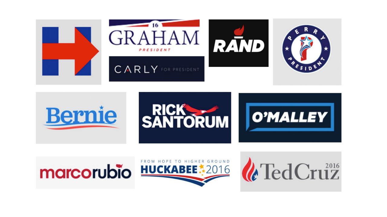 Presidential logos can mean different things to different people. Sky Hartman, a brand designer who created Ron Paul's 2012 logo, and Ben Ostrower, a designer who worked on Bernie Sanders' logo, review some of the 2016 presidential logos.