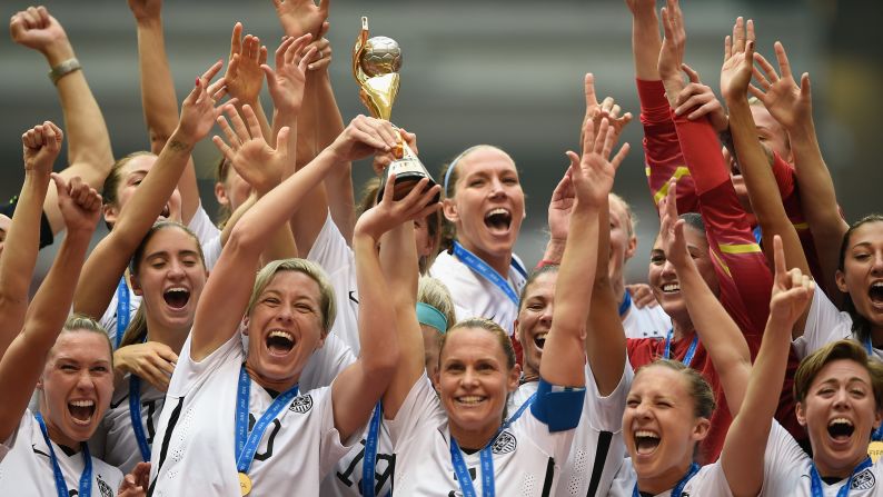 The U.S. soccer team celebrates after <a href="index.php?page=&url=http%3A%2F%2Fwww.cnn.com%2F2015%2F06%2F12%2Ffootball%2Fgallery%2Fusa-highlights-womens-world-cup%2Findex.html" target="_blank">winning the Women's World Cup</a> on Sunday, July 5. Carli Lloyd scored a hat trick as the Americans defeated Japan 5-2 in Vancouver, British Columbia. The United States has now won three Women's World Cups -- more than any other nation.