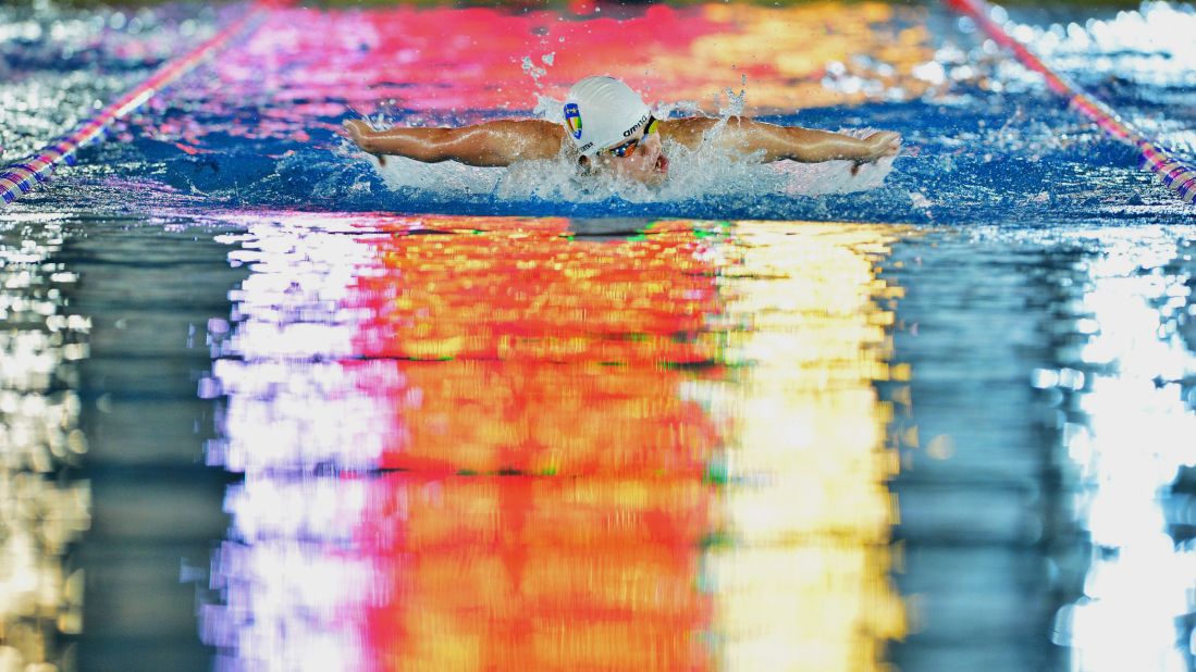 Franziska Hentke sets a German record in the 200-meter butterfly while swimming in Essen, Germany, on Friday, July 3.  She finished the race in 2 minutes and 5.26 seconds.
