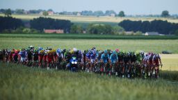 The peloton rides through the Belgian countryside during stage three of the 2015 Tour de France.