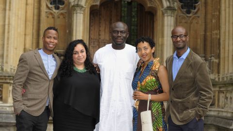 Shortlisted writers Masande Ntshanga, FT Kola and Elnathan John, Caine prize winner Namwali Serpell and shortlisted winner from 2005, Segun Afolabi