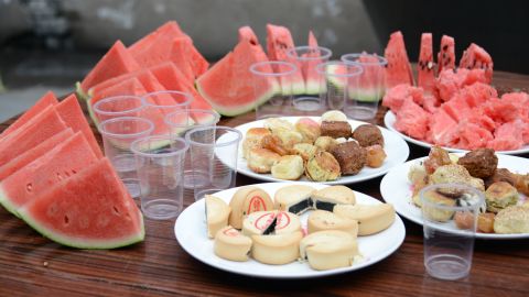 The fasters eat dates, cookies and watermelon once the sun sets. China has been accused by some critics -- including the Turkish government -- of <a href="http://edition.cnn.com/2015/07/02/asia/china-xinjiang-ramadan/index.html">restricting some members of its Muslim Uyghur minority in Xinjiang province from observing Ramadan.</a> China denies this.