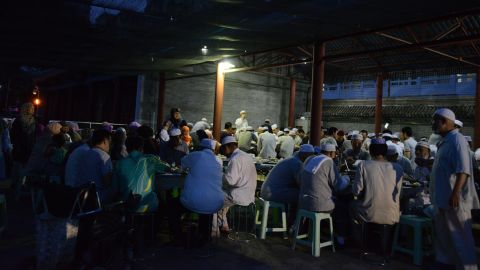 About 200 Muslims took part in the Iftar meal at the Niujie Mosque on July 6.