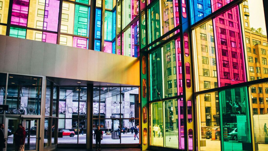 Palais des Congrès- Even the convention center in Montreal is eclectic. The glass façade of Palais des Congrès contains 332 colorful panels.