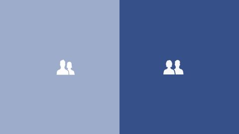 Facebook's new "Friends" icon, right, shows the woman in front of the man and of equal size.