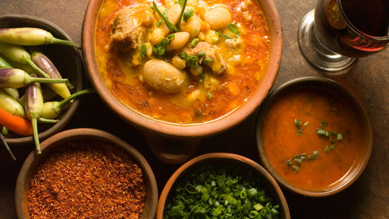 Locro is a national dish traditionally served on May 25, the date marking Argentina's May Revolution. The hearty stew is made from white corn, beef or pork, tripe and red chorizo, as well as other vegetables including white beans, squash and pumpkin, and seasoned with cumin and bay leaf.