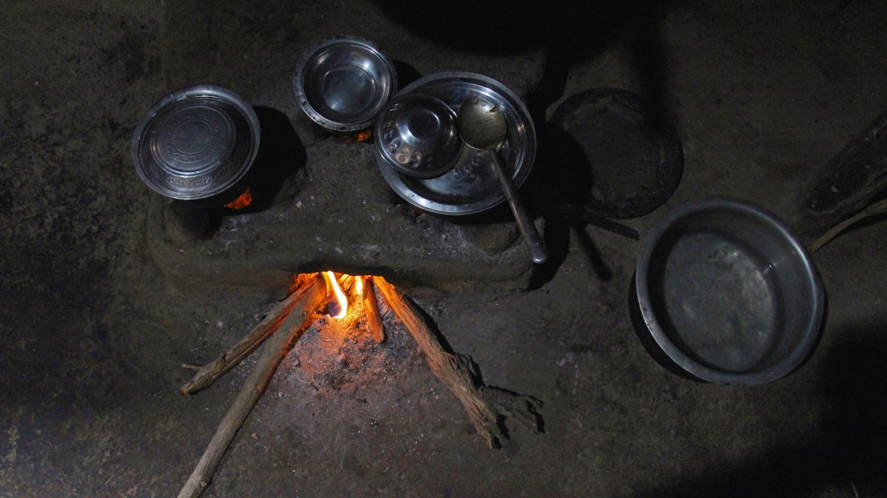 Firewood is used for cooking food in very basic conditions.