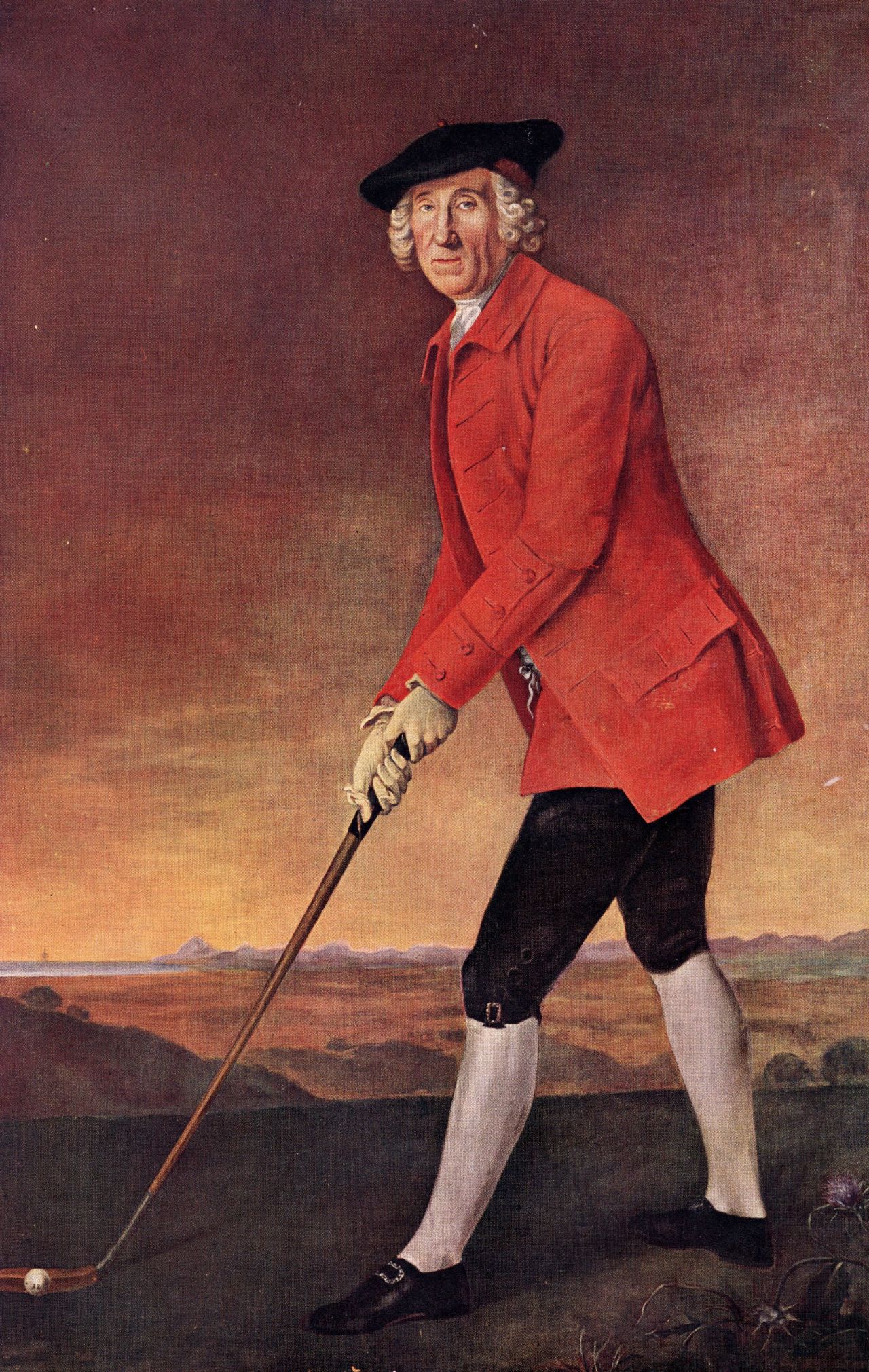 A portrait of William St. Clair of Rosslyn dating from around 1780. He was a member of the Honorable Company of Edinburgh Golfers (formerly known as the Gentleman Golfers of Edinburgh) who <a href="http://www.scottishgolfhistory.org/origin-of-golf-terms/rules-of-golf/" target="_blank" target="_blank">drew up the first known Rules of Golf</a>. The military style coat was a familiar sight on the links in that era, Fleming says.  <br /><br />"Members of early golf societies in Scotland and England from the early 1700s onwards were quite frequently military men who would often have military style coats -- it was the fashion of the day to wear a button coat," Fleming told CNN. <br /><br />"Different societies had different colors -- red is an R&A color and other societies also wore red, but others wore blue, green, there are instances of yellow (coats). It was symbol of membership. They would have special buttons for different societies, in the same way today that clubs have their own crest on jumpers and jackets, blazers, club ties. They also served a practical purpose -- they were warm and highly visible."