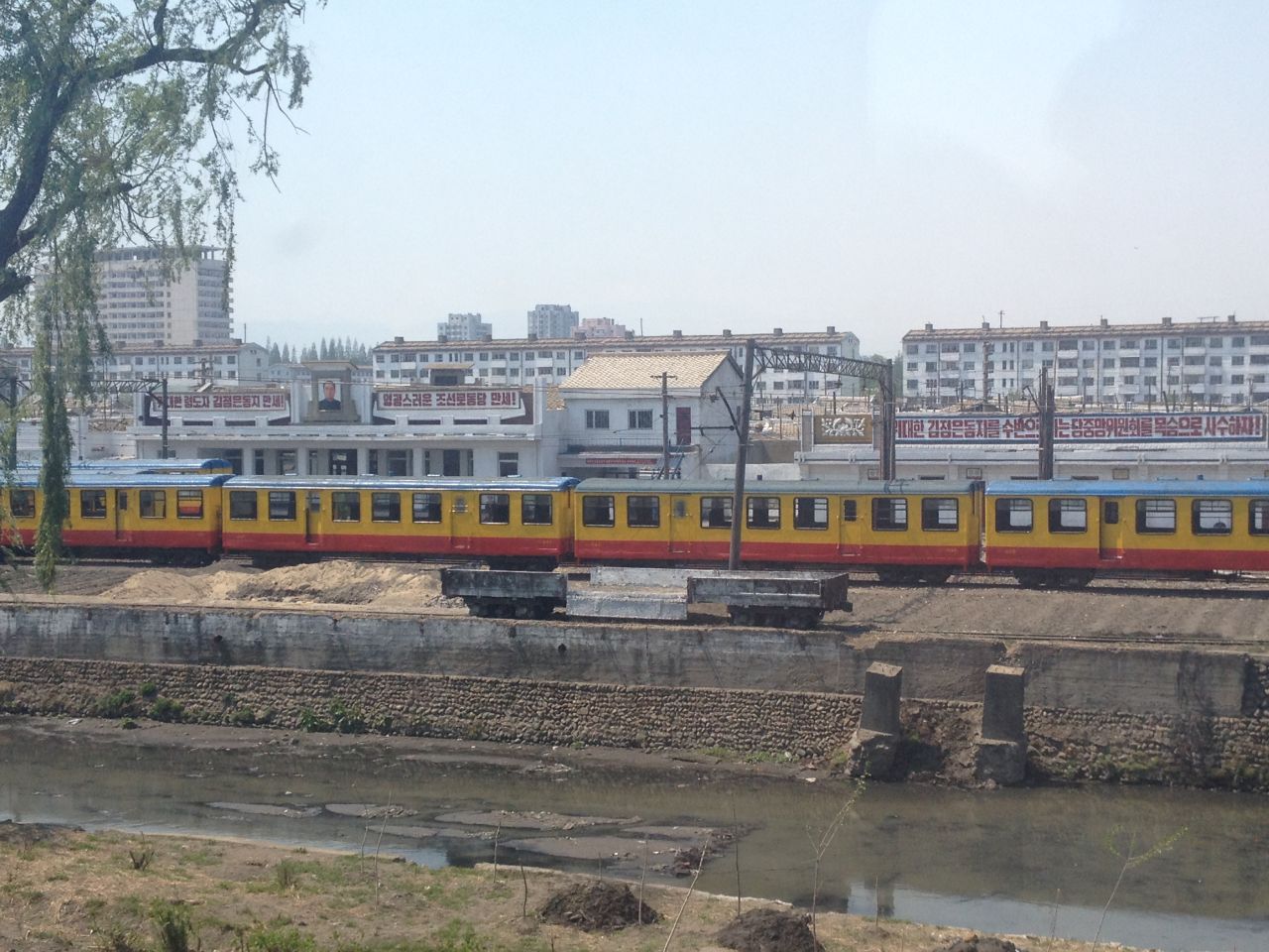 During Koryo's first train tour, last year, the group rode past this narrow gauge train. Its carriages were once used in the Pyongyang Metro.