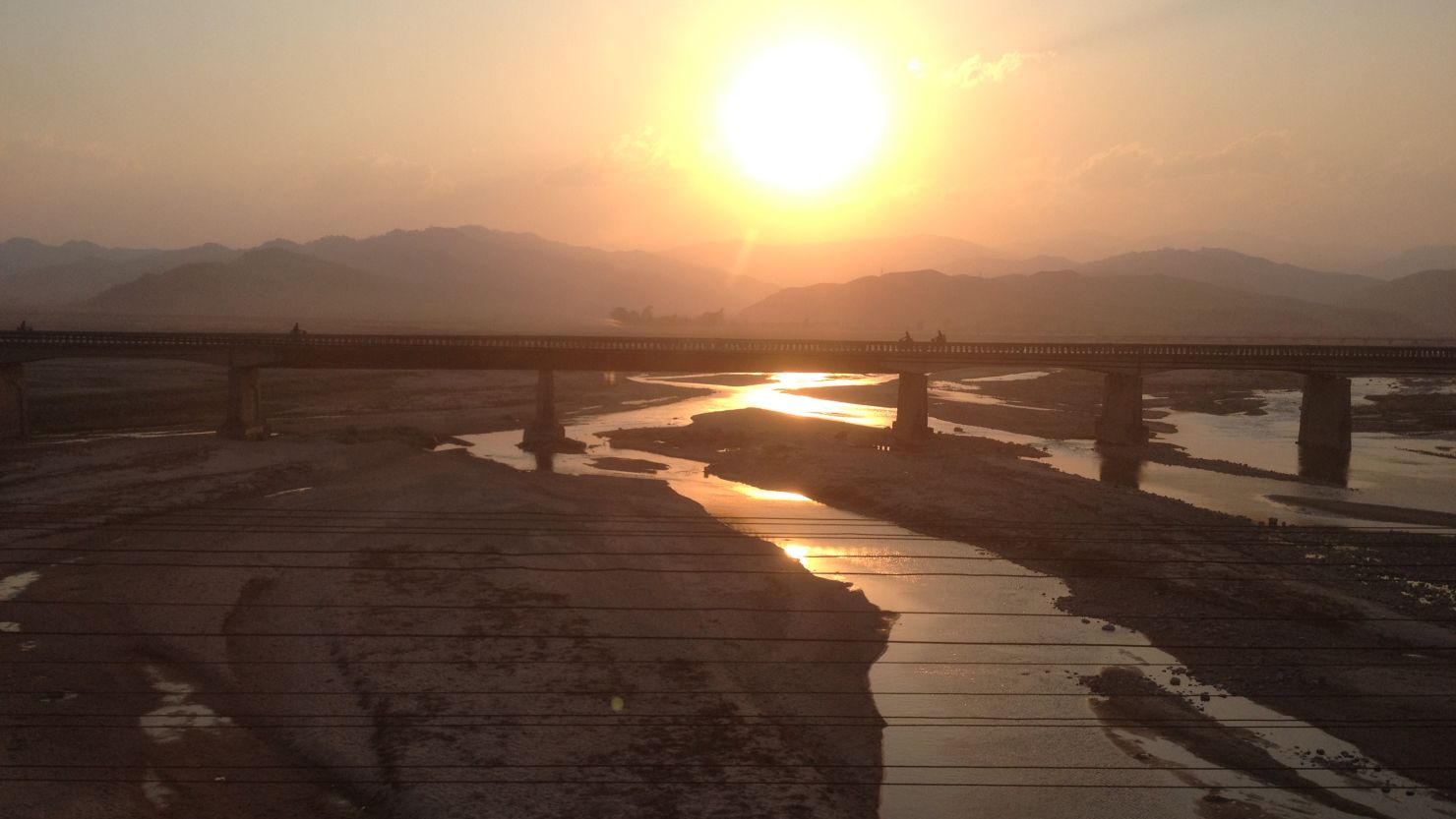 North Korea train tour sunset