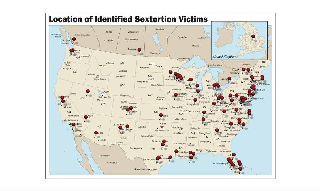 A map of where Lucas Chansler's 350 victims live.