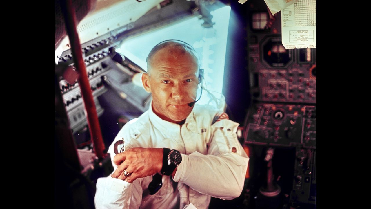 Aldrin is photographed by Armstrong inside Apollo 11's lunar module, just prior to the moon landing. In orbit, Aldrin later took what would become known as the world's first <a href="http://www.cnn.com/videos/tech/2014/07/15/orig-buzz-aldrin-space-selfie.cnn">space selfie</a>.