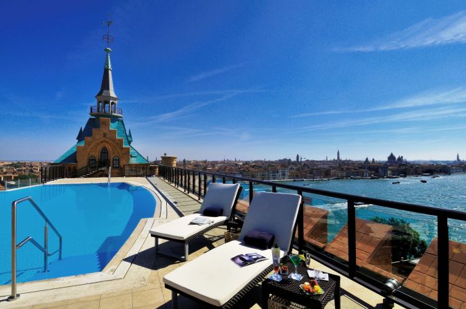 Views of Venice's scenic canals are part of the draw at the Hilton Molino Stucky's rooftop pool.