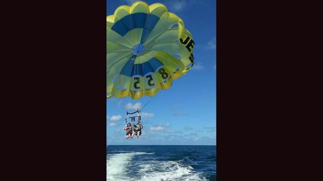 Parasailing was a better way to experience Lawson's favorite thing, being up in the air, and avoiding open water. 