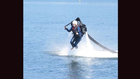 Lawson's least favorite experience? Trying a water jetpack. One of her phobias involves open water and the ocean.