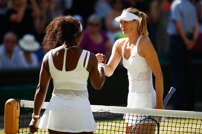 It's 17 straight victories for Williams over Sharapova. Sharapova's victory over Williams in the 2004 final remains the only time, too, she has defeated Williams at the All England Club. 