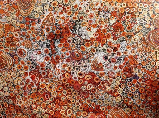 Aboriginal culture<a href="index.php?page=&url=http%3A%2F%2Fwww.aboriginal-art-australia.com%2Faboriginal-art-library%2Fthe-story-of-aboriginal-art%2F" target="_blank" target="_blank"> dates as far back as 80,000 years</a>, but modern canvas works are finding popularity with international buyers. Pictured, "Marrapinti" by Naata Nungurrayi. Her work often hints at sacred women's ceremonial sites, their dancing, and the designs on their bodies.<br />