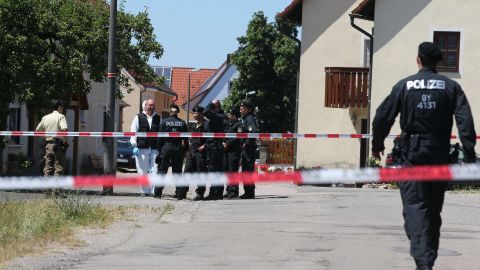A drive-by shooter killed two people in and around the town of Leutershausen in Germany, police say