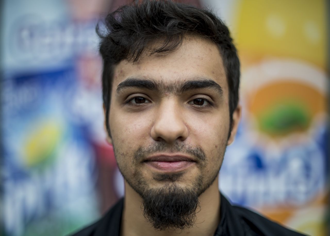 Shaheen Al-Obaidi, a 21-year-old refugee from Mosul, Iraq, poses for a picture in Berlin on June 26, 2015.