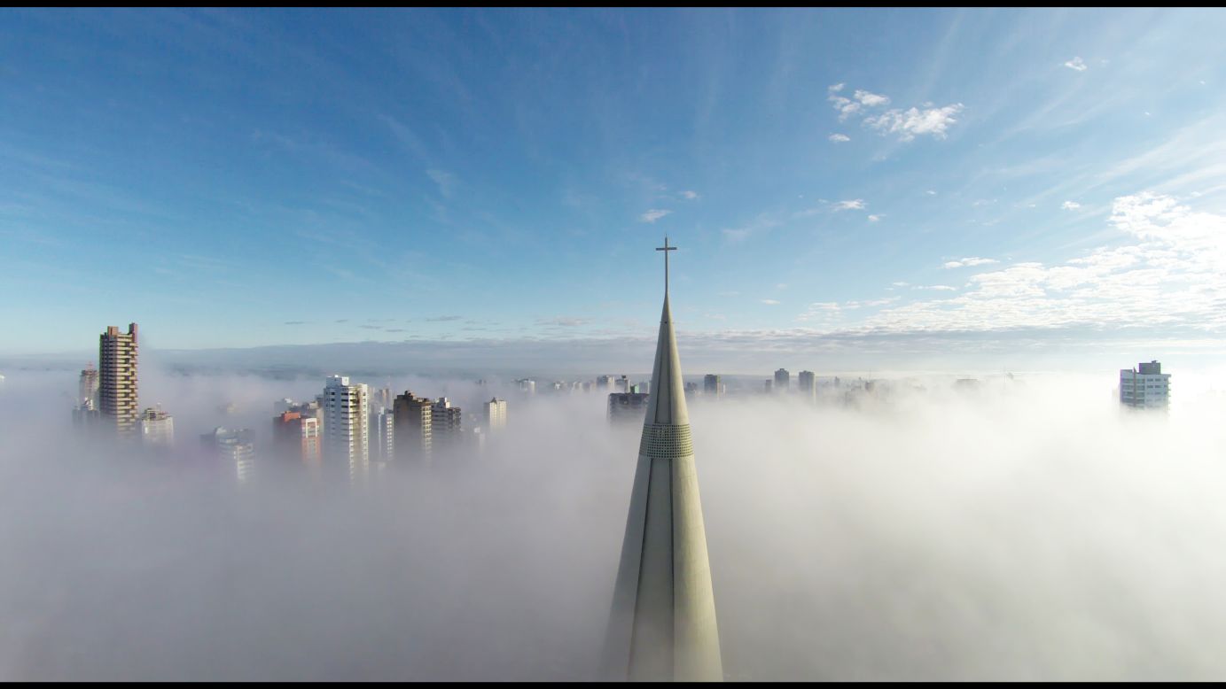 Ricardo Matiello's photo "Above the mist," taken in Maringa, Brazil, was the most-liked photo in this year's <a href="http://www.dronestagr.am/contest/" target="_blank" target="_blank">Drone Aerial Photography Contest</a>. More than 5,000 entries were submitted from around the world, in categories ranging from Places to Dronies (drone selfies). <a href="http://www.dronestagr.am/catedral-basilica-menor-nossa-senhora-da-gloria/" target="_blank" target="_blank">"Above the mist"</a> was also first place in the Places category.
