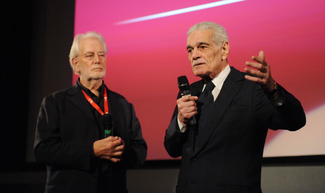 Writer Clyde Jeavons and Sharif attend the "Lawrence of Arabia" restoration screening in 2012. The film is perhaps director David Lean's finest use of widescreen, particularly in the scene in which Sharif emerges from the distant desert.