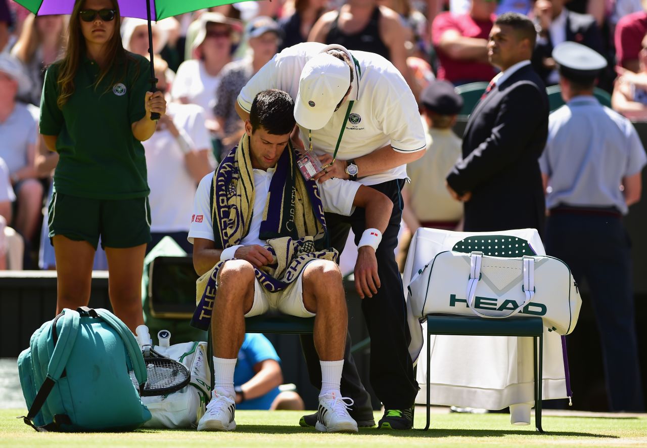 The Serbian also needed massage on his shoulder during the second set. 