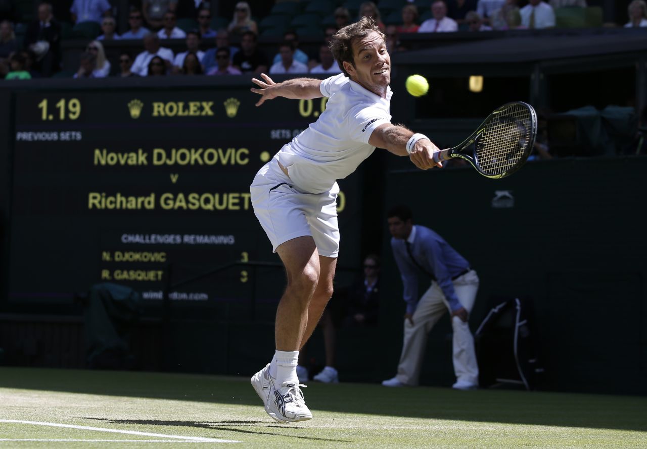 The French 21st seed lost in straight sets, as he did in his only other semifinal appearance in southwest London eight years ago.