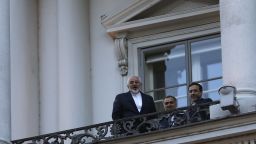 Iranian Foreign Minister Mohammad Javad Zarif (L) talks to journalist from a balcony of the Palais Coburg hotel where the Iran nuclear talks meetings are being held in Vienna, Austria on July 9, 2015. The United States and other major powers are not in a rush reach a nuclear agreement with Iran, though Washington and its partners will not negotiate with Tehran indefinitely, U.S. Secretary of State John Kerry said on Thursday. AFP PHOTO / POOL / CARLOS BARRIACARLOS BARRIA/AFP/Getty Images