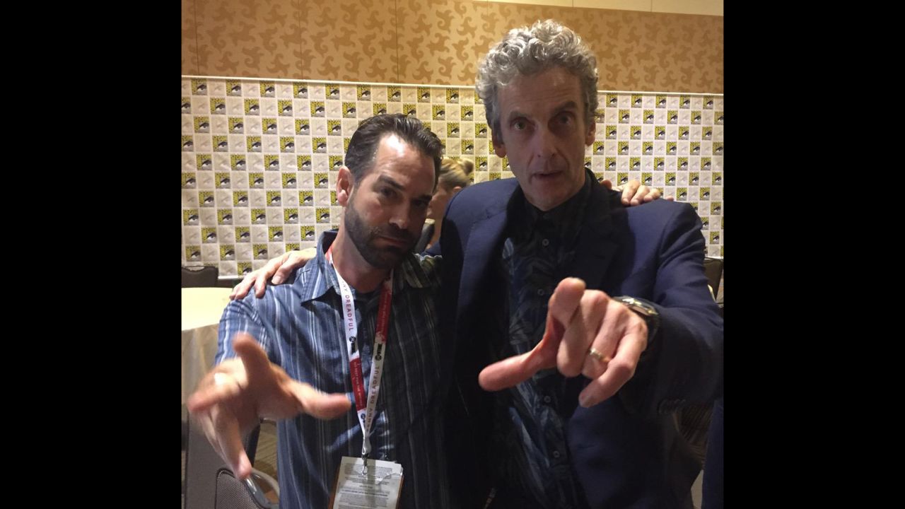 Aaron Sagers finished an interview with Peter Capaldi, star of "Doctor Who" and got this photo.