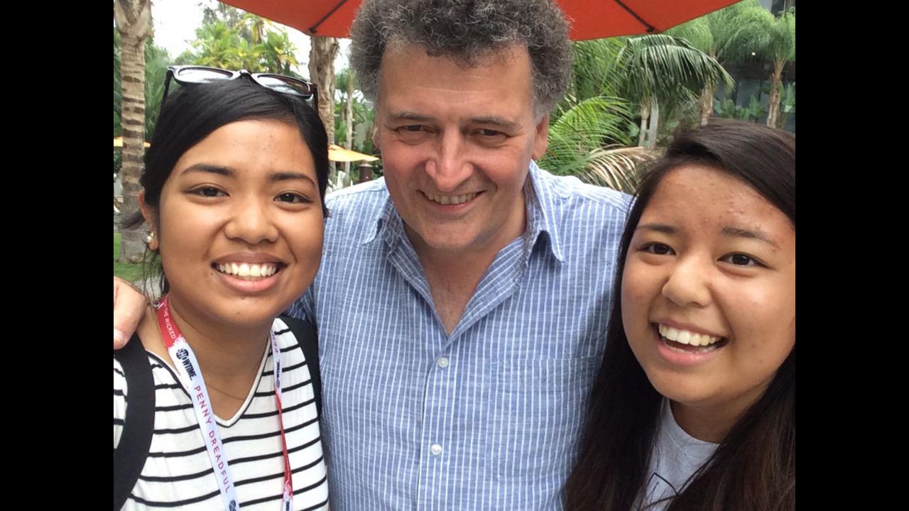 Steven Moffat is the man behind fan favorite series "Doctor Who" and "Sherlock" and shared a moment with Anna ven Sobrevinas (left) and sister Sam.