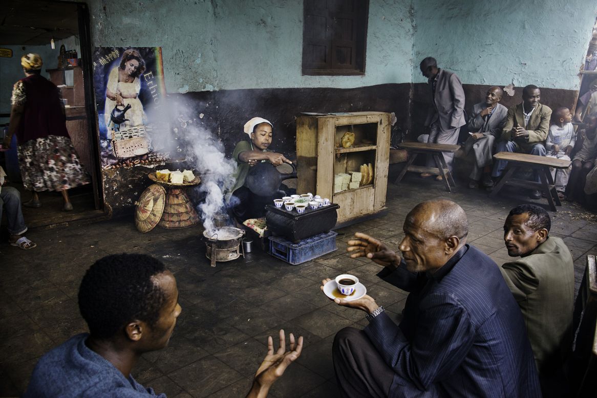 "I don't think a day has gone by since I was 14 that I didn't have a cup of coffee," says McCurry. <br /> <br />At a cafe in rural Ethiopia, where coffee's energy-giving powers were first discovered (at least according to one myth, the photographer says) the drink is brewed close to the source. "It's something that we take part in as a kind of ritual every day."