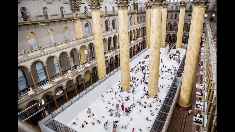 "The Beach," a temporary architectural installation at Washington's National Building Museum, is the work of experimental firm Snarkitecture.