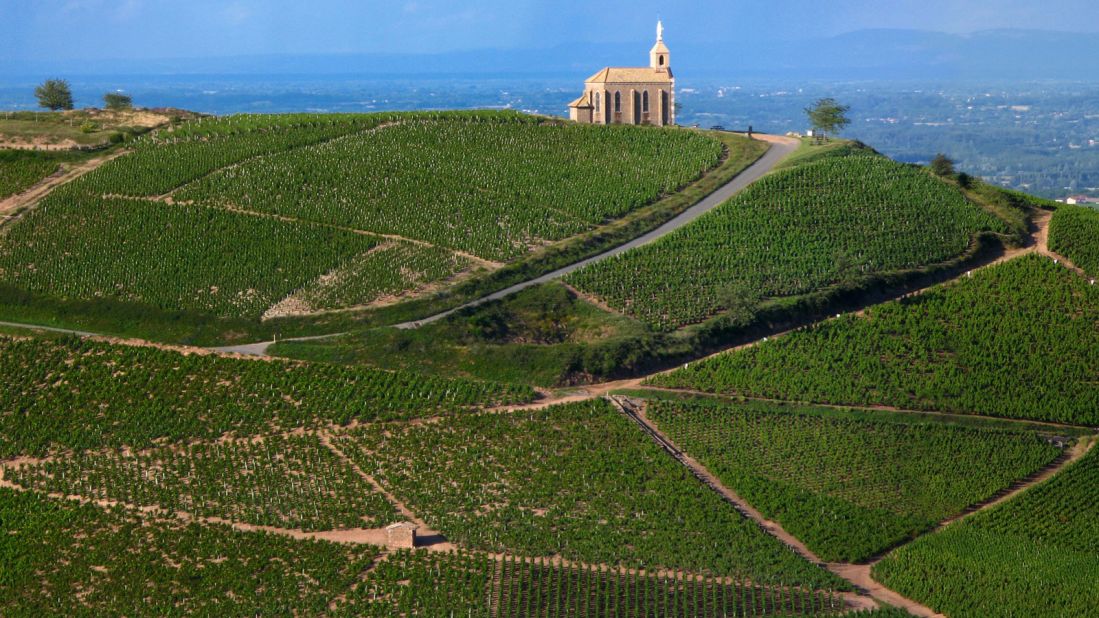 <strong>Vineyards: </strong>It may have rivals in New World producers, but France is still the quintessential wine country and the millions of acres dedicated to grape growing are part of its charm. Here the Chapelle de la Madone sits above a vineyard in Beaujolais, central-eastern France. 
