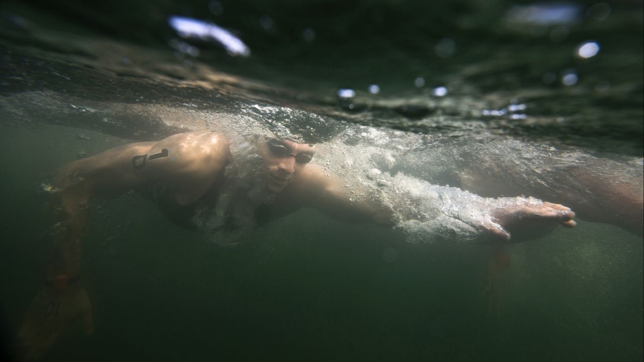 Canada's Eric Hedlin competes in the Pan American Games' open water swimming competition on Sunday, July 12.