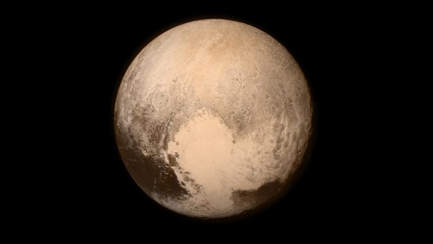 This image of Pluto was captured from New Horizons was captured on Monday, July 13, about 16 hours before the moment of closest approach. The spacecraft was 476,000 miles from the surface of the dwarf planet.