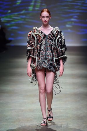 If Quoi Alexander's collection seemed busy and overcomplicated, she succeeded in her mission. According to the designer, her goal was to lace her clothes with as many elements as possible so that the audience could extract a number of different meanings.