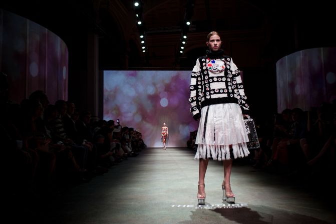 Yuko Koike's cutesy crochet work was paired with teetering Lucite heels.