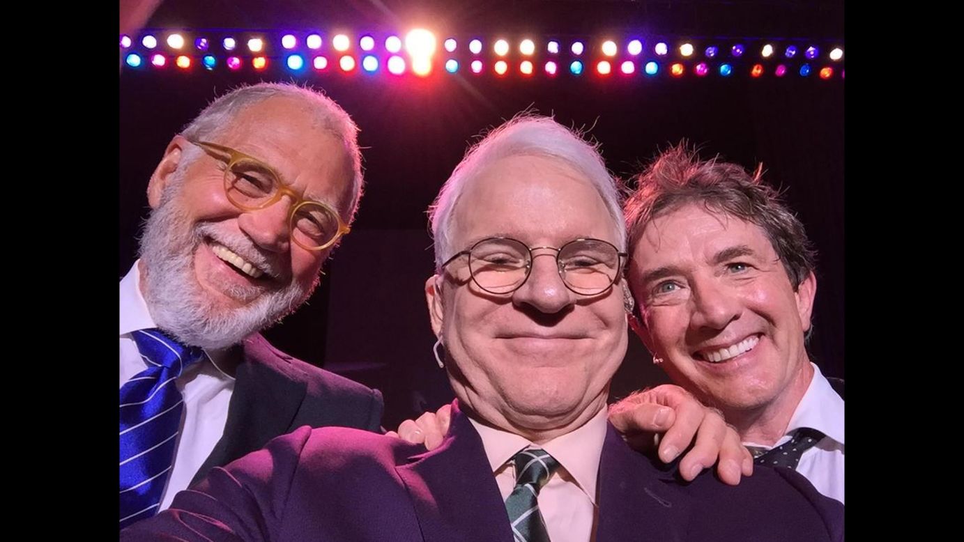 "A big comedy night for (Martin Short) and me in San Antonio," <a href="https://twitter.com/SteveMartinToGo/status/619716230170030080" target="_blank" target="_blank">tweeted comedian Steve Martin,</a> center, on Friday, July 10. "Surprise guest, David Letterman."