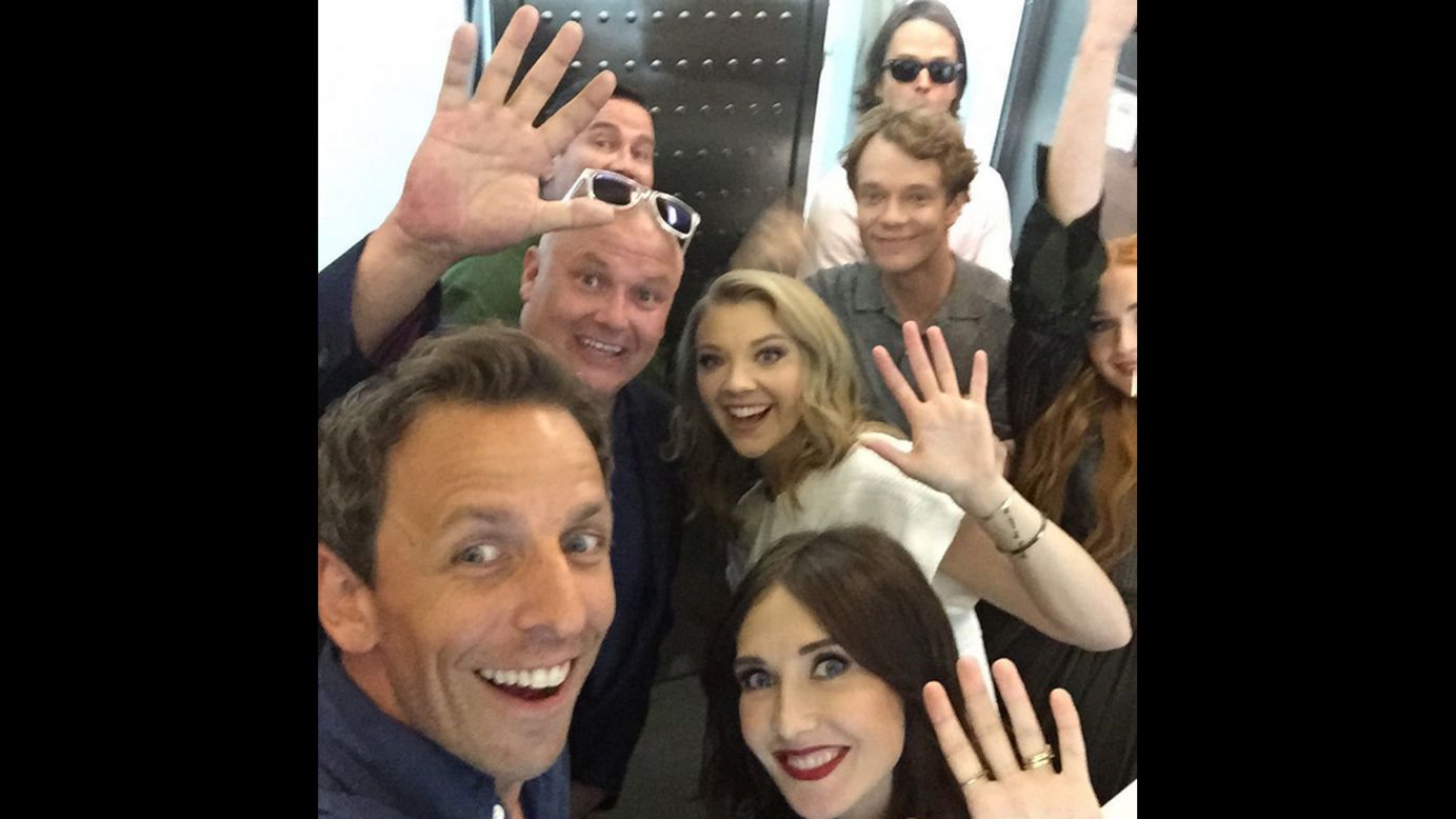 "Game of Elevators!" <a href="https://instagram.com/p/4-H1tdtsjn/" target="_blank" target="_blank">joked talk-show host Seth Meyers</a> as he took a selfie with stars of the television show "Game of Thrones" on Friday, July 10. They were in San Diego for Comic-Con International.